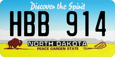 ND license plate HBB914