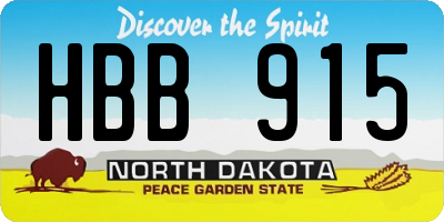 ND license plate HBB915