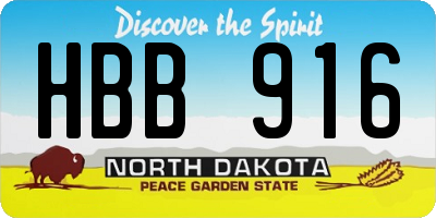 ND license plate HBB916