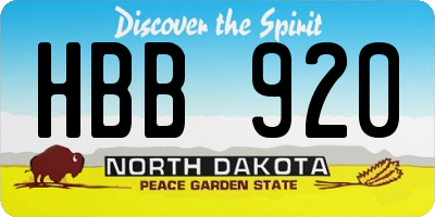 ND license plate HBB920