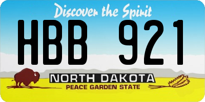 ND license plate HBB921