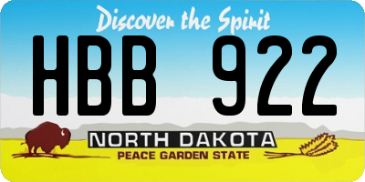 ND license plate HBB922