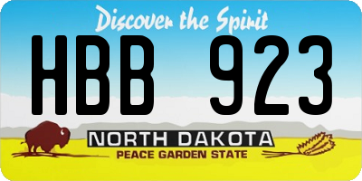 ND license plate HBB923