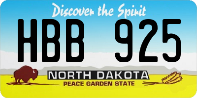 ND license plate HBB925