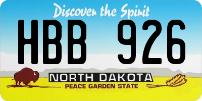 ND license plate HBB926