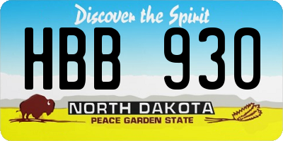 ND license plate HBB930