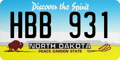 ND license plate HBB931