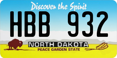 ND license plate HBB932