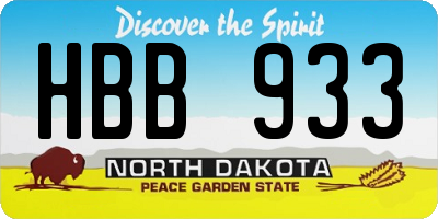 ND license plate HBB933