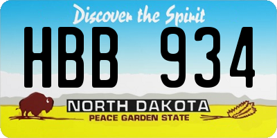 ND license plate HBB934