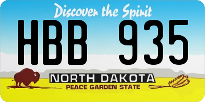 ND license plate HBB935