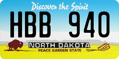 ND license plate HBB940