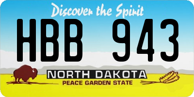 ND license plate HBB943