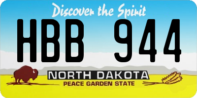 ND license plate HBB944