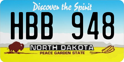 ND license plate HBB948