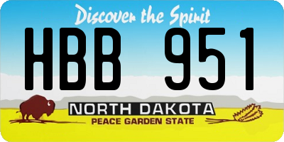 ND license plate HBB951