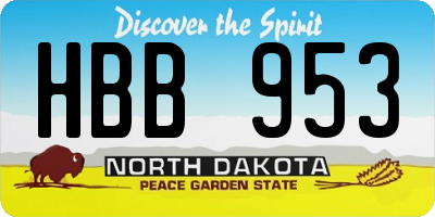 ND license plate HBB953