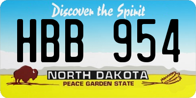 ND license plate HBB954