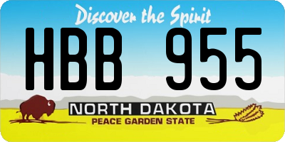 ND license plate HBB955