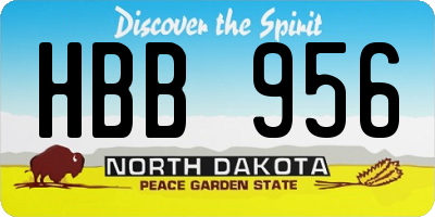 ND license plate HBB956