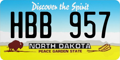 ND license plate HBB957