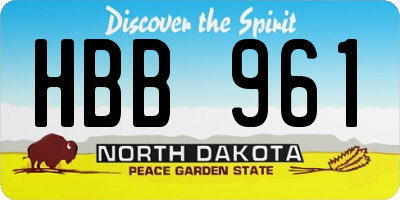 ND license plate HBB961