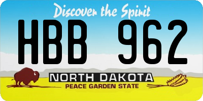 ND license plate HBB962