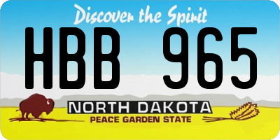 ND license plate HBB965