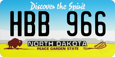 ND license plate HBB966