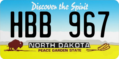 ND license plate HBB967