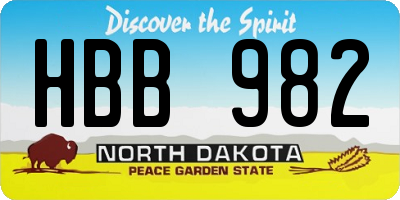 ND license plate HBB982