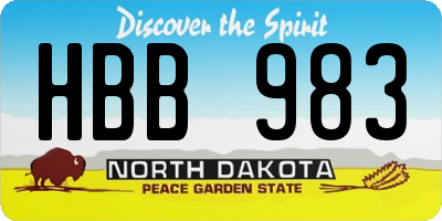 ND license plate HBB983