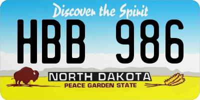 ND license plate HBB986