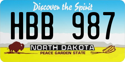 ND license plate HBB987