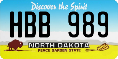 ND license plate HBB989