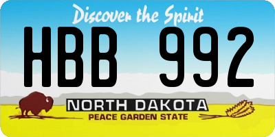 ND license plate HBB992