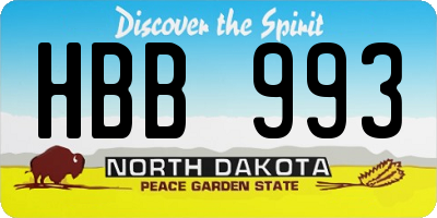 ND license plate HBB993