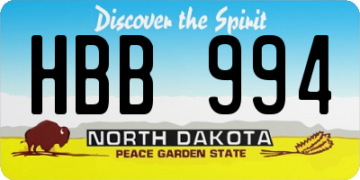 ND license plate HBB994