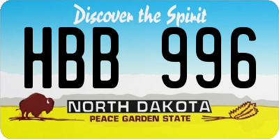 ND license plate HBB996