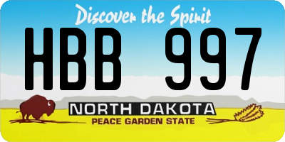 ND license plate HBB997