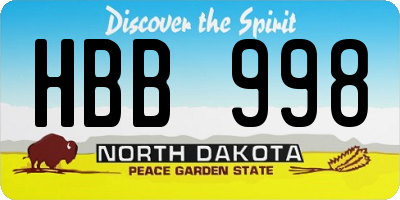 ND license plate HBB998