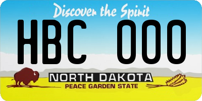 ND license plate HBC000