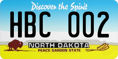 ND license plate HBC002