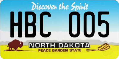 ND license plate HBC005