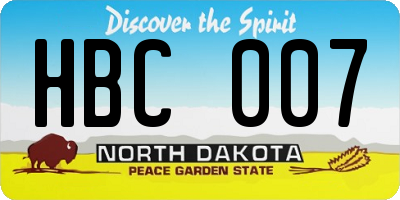 ND license plate HBC007