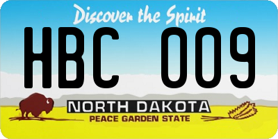 ND license plate HBC009