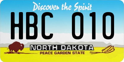 ND license plate HBC010