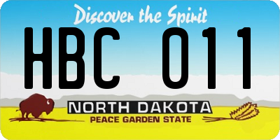 ND license plate HBC011