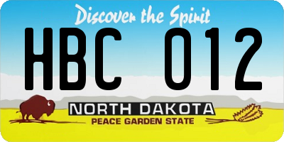 ND license plate HBC012