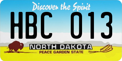 ND license plate HBC013